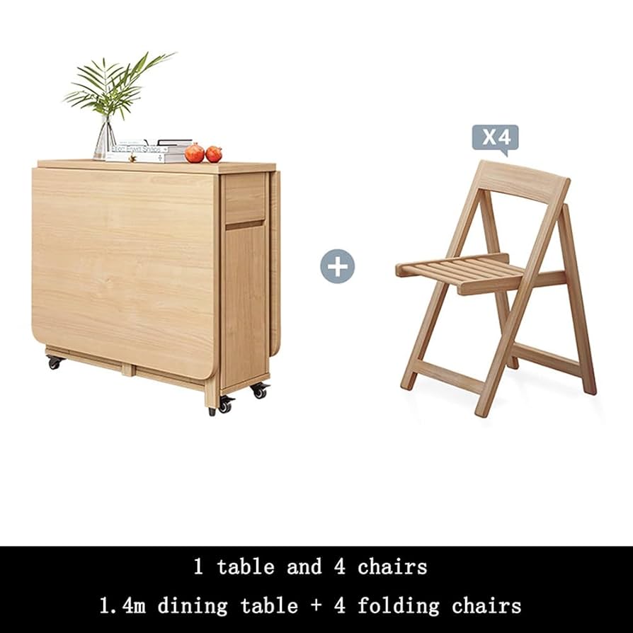 Amazon｜折りたたみダイニングテーブルセット 椅子4脚付き 木製